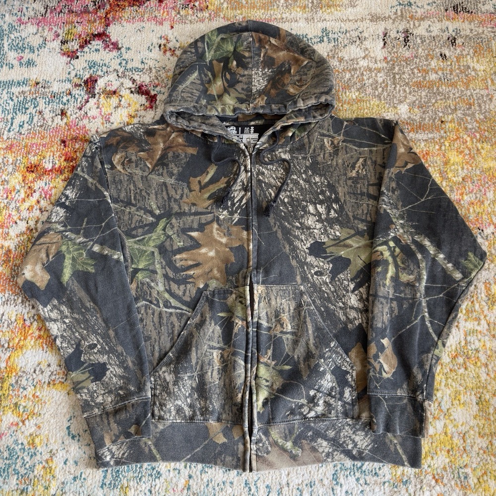 Vintage Y2K 2000s Redhead Mossy Oak Camo  Full Zip Hoodie Sweatshirt Size Medium
